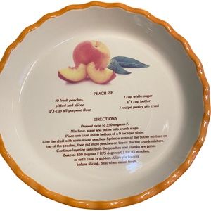 Peach Pie baking dish w/ recipe. Super cute ceramic.